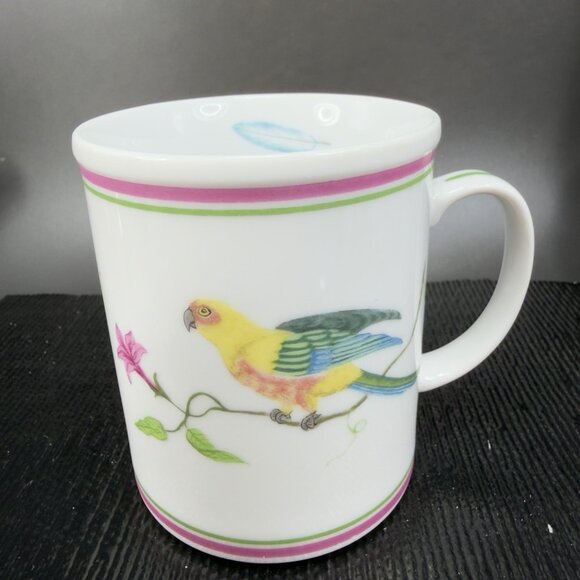 1989 Chase Parrots Of Paradise Lynn Chase Designs Fine Porcelain Coffee Mug Cup - Picture 1 of 11